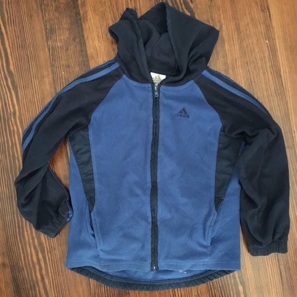 Blue Kids Fleece Adidas Zip-Up Jacket